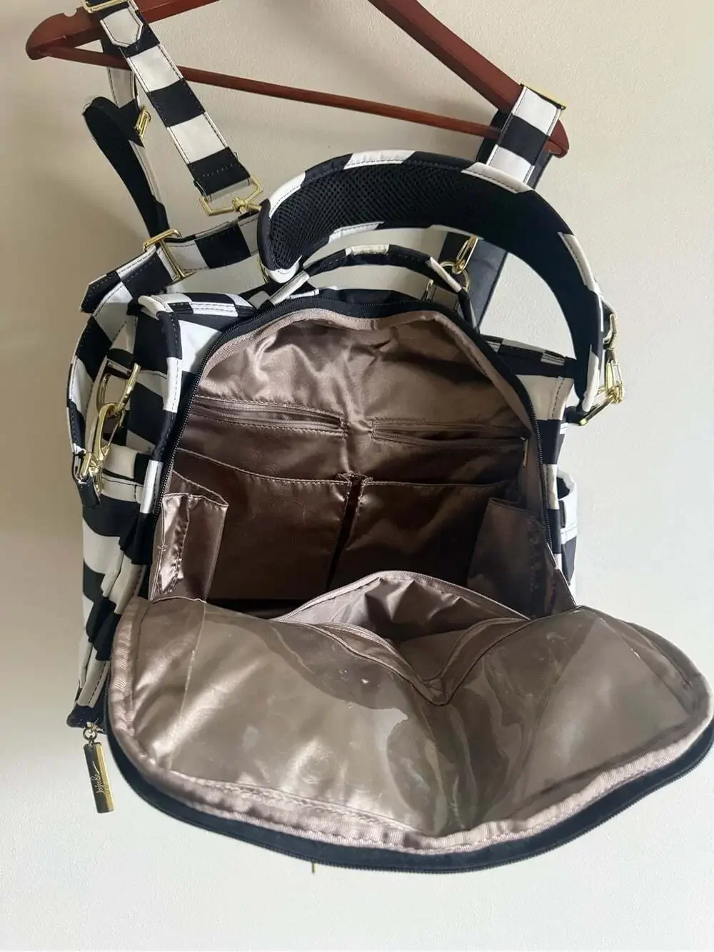 JuJuBe B.F.F. The First Lady Convertible Diaper Bag Black White Gold Luxury Baby